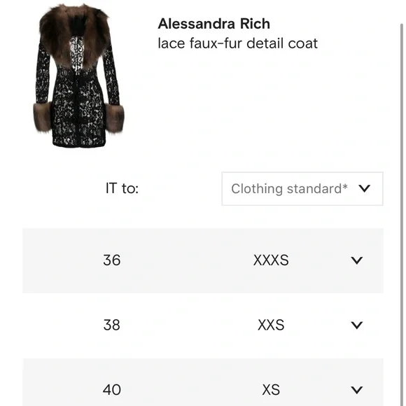 Alessandra Rich lace faux-fur detail coat NWT - Picture 7 of 14